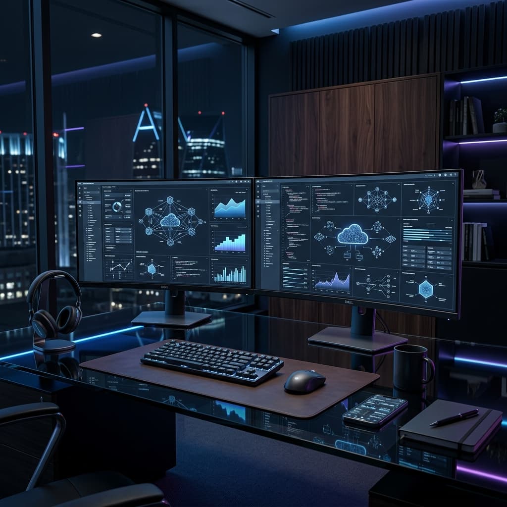Ultra-realistic modern enterprise architecture dashboard for custom web applications